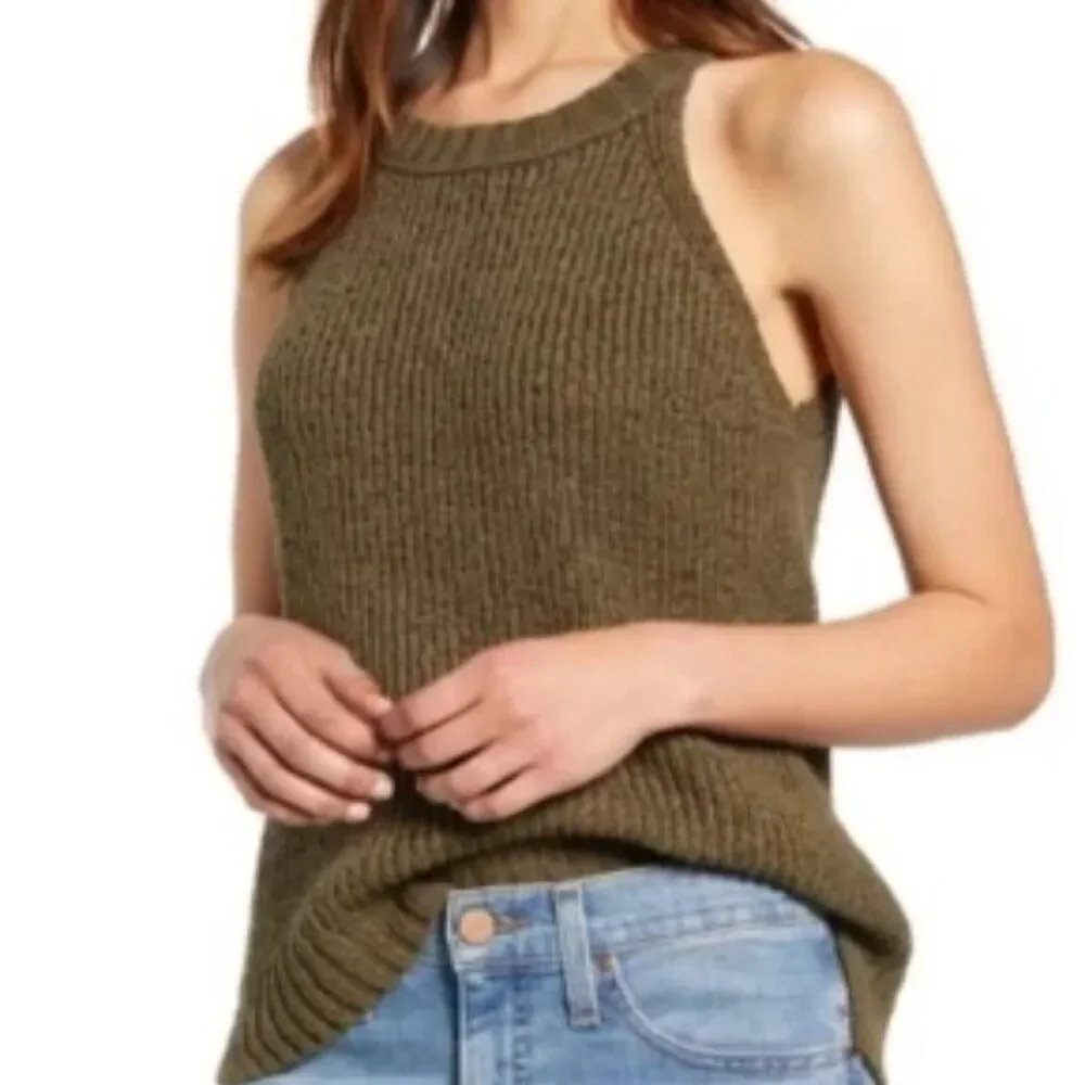 NWOT J. Crew Dark Green Knit tank in size XS